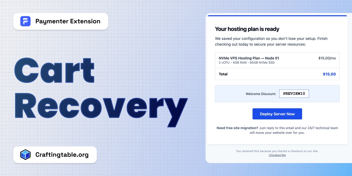 Cart Recovery Paymenter extension